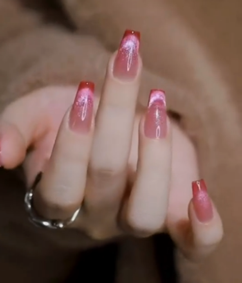 cat eye french tip nails
