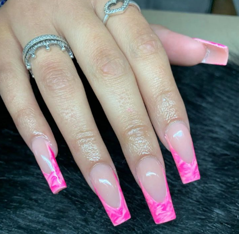 cat eye french tip nails