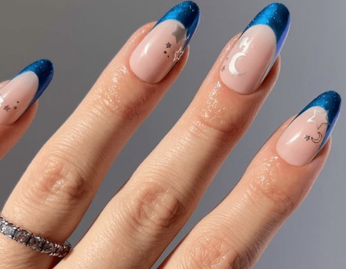 cat eye french tip nails