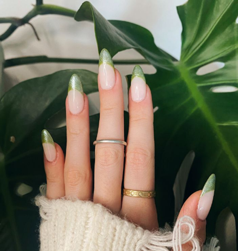 cat eye french tip nails