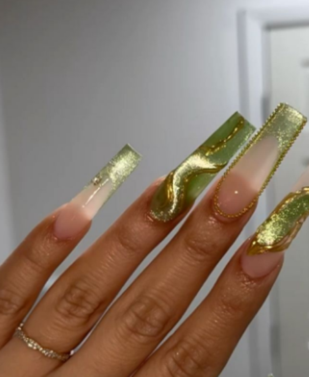 cat eye french tip nails