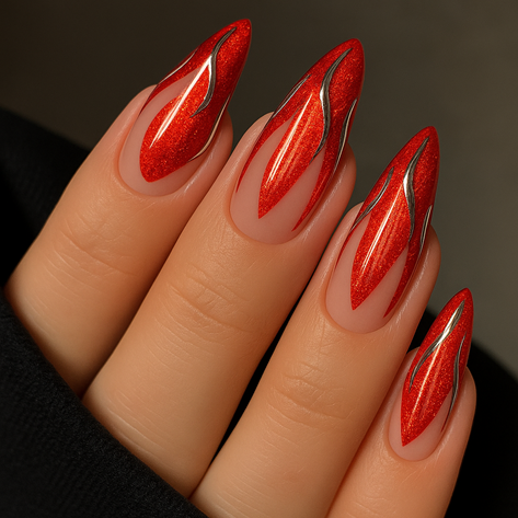 cat eye french tip nails