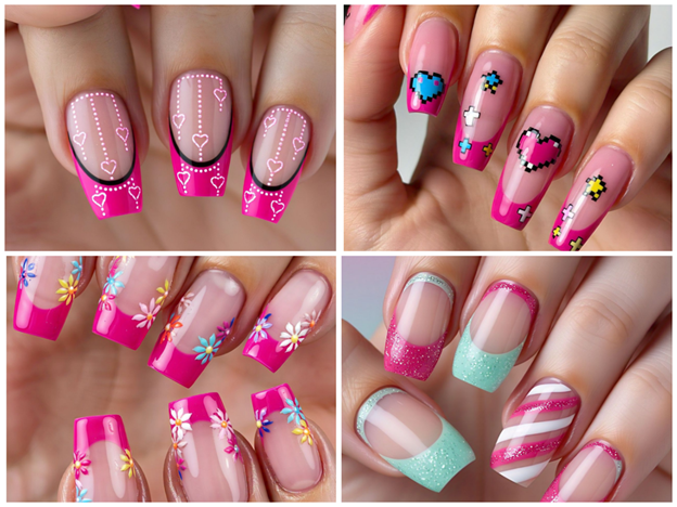 hot pink french tips