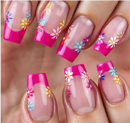hot pink french tips