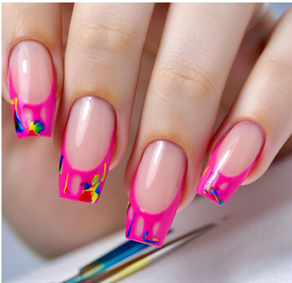 hot pink french tips