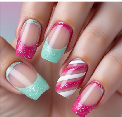 hot pink french tips