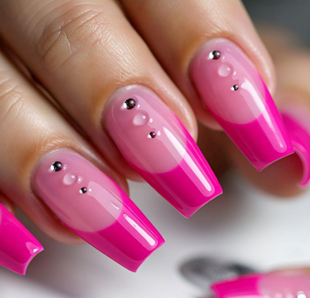 hot pink french tips