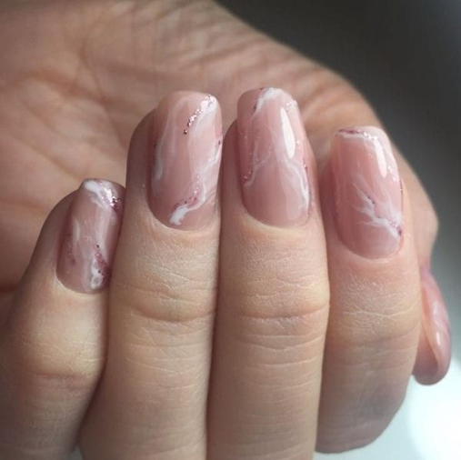 bubblegum square round nails