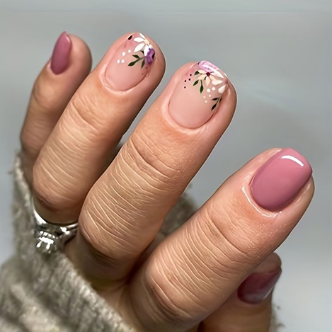 bubblegum square round nails