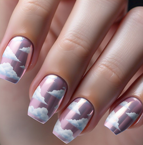 light pink chrome nails