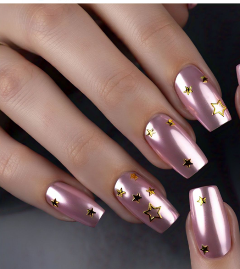 light pink chrome nails