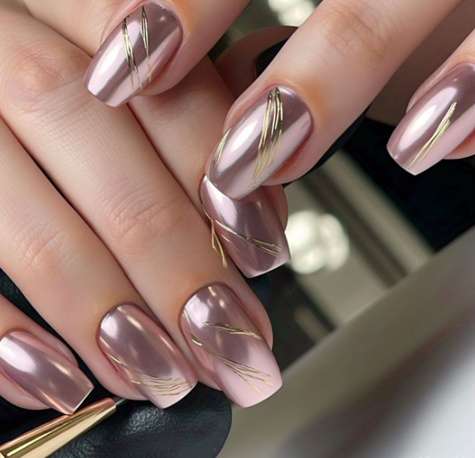 light pink chrome nails