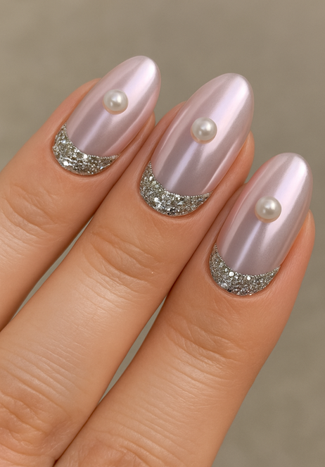 light pink chrome nails