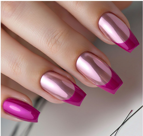 light pink chrome nails