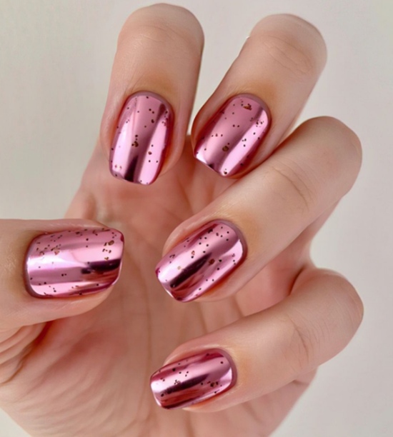 light pink chrome nails