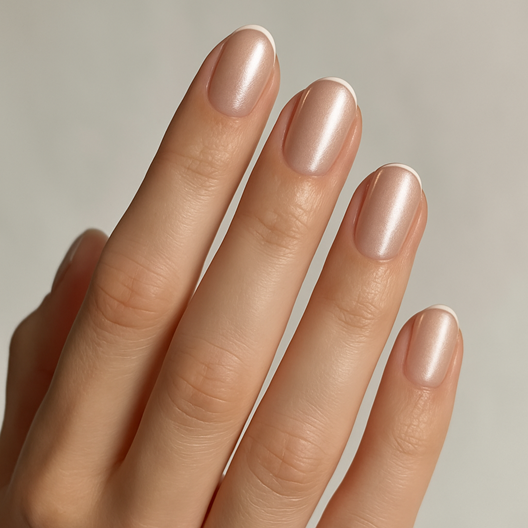 nude chrome nails