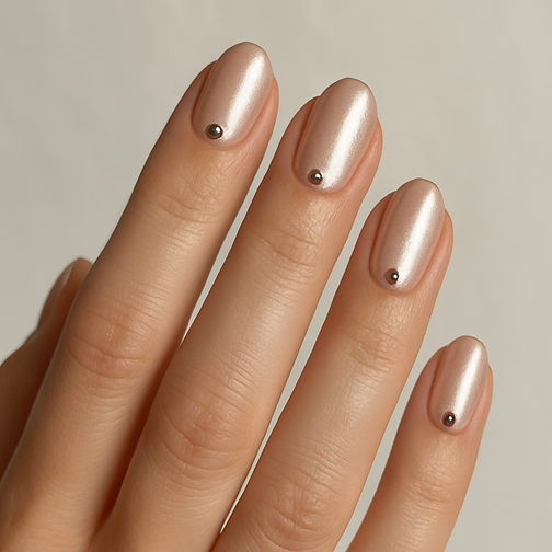 nude chrome nails