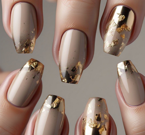 nude chrome nails