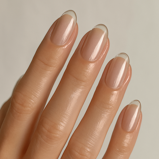 nude chrome nails