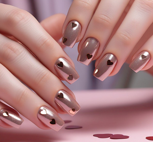 nude chrome nails