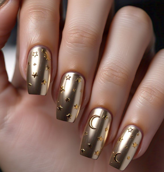 nude chrome nails