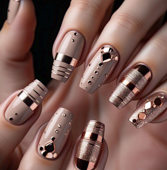 nude chrome nails