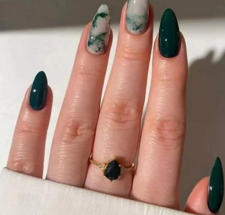 green almond nails