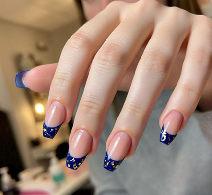 navy blue french tip nails