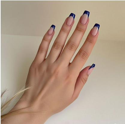 navy blue french tip nails