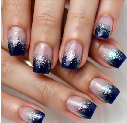 navy blue french tip nails