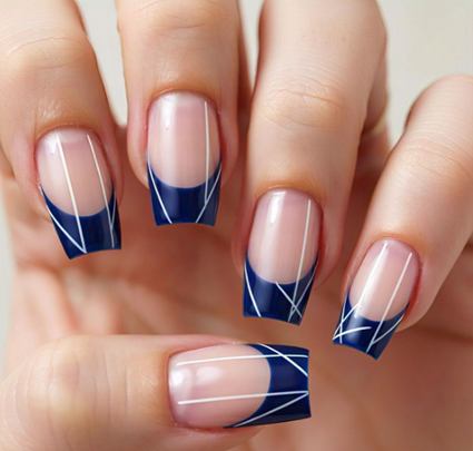 navy blue french tip nails