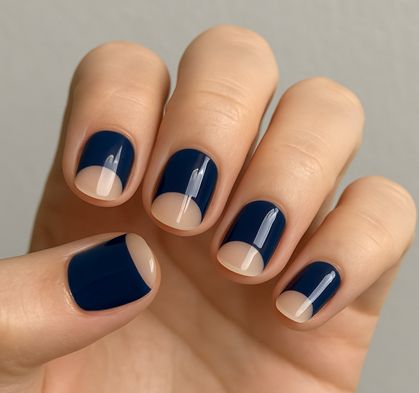 navy blue french tip nails