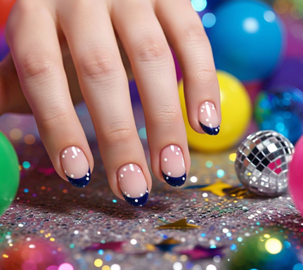 navy blue french tip nails
