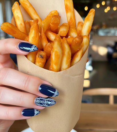 navy blue french tip nails
