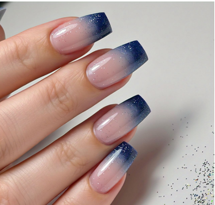 navy blue french tip nails