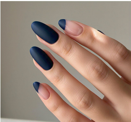 navy blue french tip nails