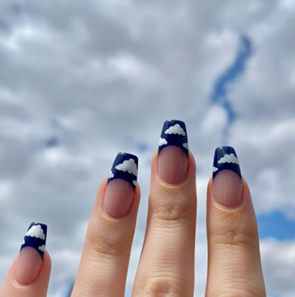 navy blue french tip nails