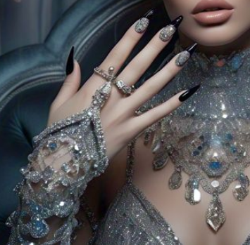  Black French Tip nails