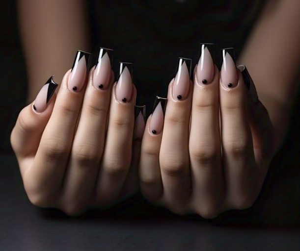 Black French Tip nails