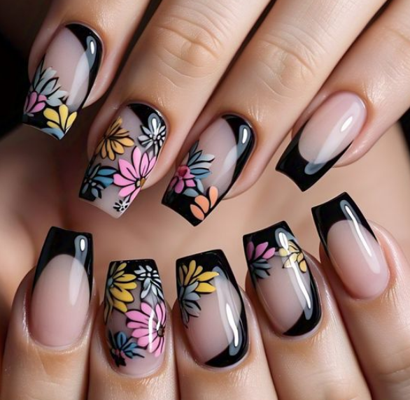 Black French Tip nails