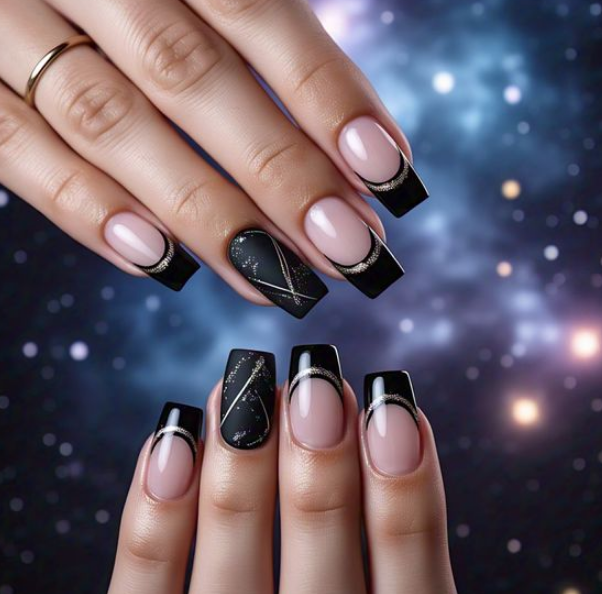 Black French Tip nails