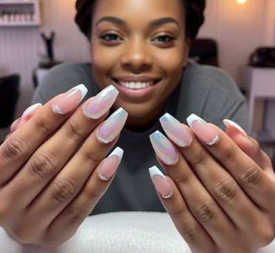 v french tip coffin nails