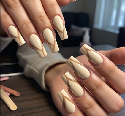 v french tip coffin nails