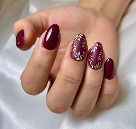 maroon nail designs