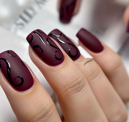 maroon nail designs