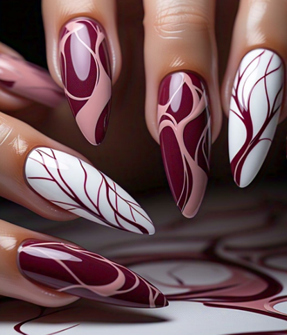 maroon nail designs