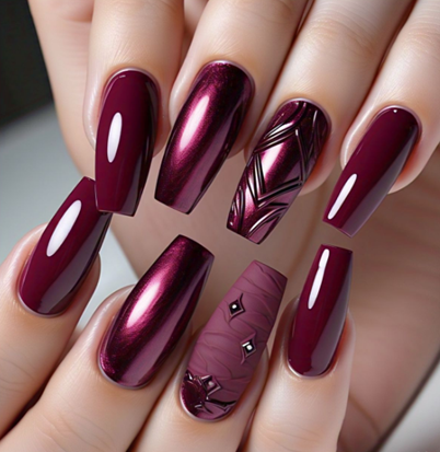 maroon nail designs