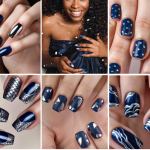 navy blue & silver nails