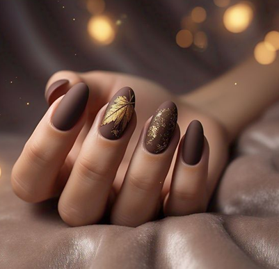 gold & brown nails