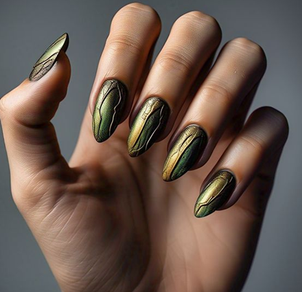 gold & brown nails